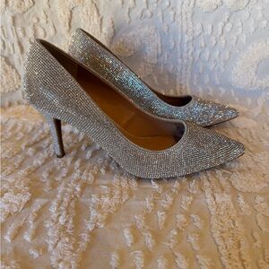 INC International Concepts Champagne Crystal Pointed-Toe Heels #523